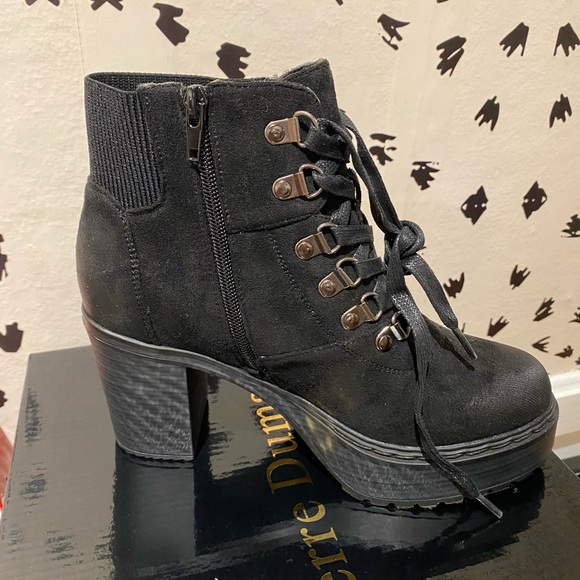 Pierre Dumas Black Lace Up Ankle Boots - Picture 3 of 6